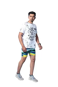 Rad prix Men White Abstract Printed Casual Shorts-thumb1