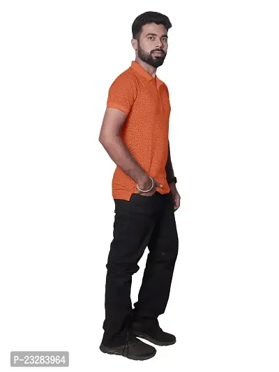 Rad prix Men Orange Ditsy Printed Polo T-Shirt-thumb0