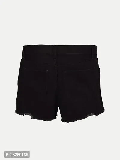 Rad prix Women Denim Black Torned Shorts-thumb4