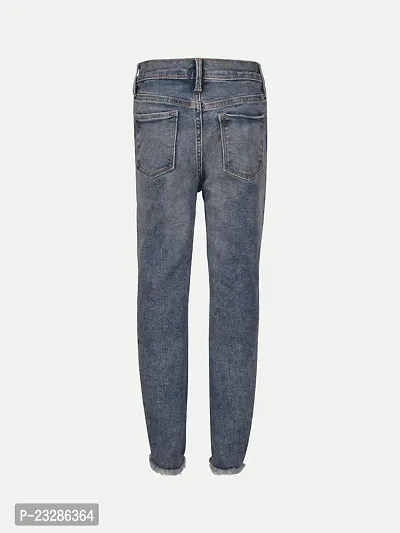 Rad prix Girls Mid-Blue Denim Pant with Slash-at-The-Knee-thumb4