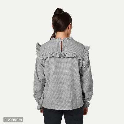Rad prix Women Casual Grey Blouse with Frill Detailing-thumb5