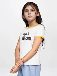 Stylish White Cotton T-shirt For Girls-thumb1