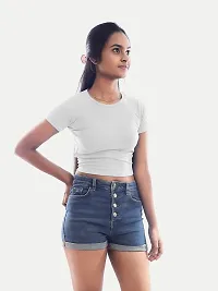 Rad prix Women White Cropped T Shirts-thumb2