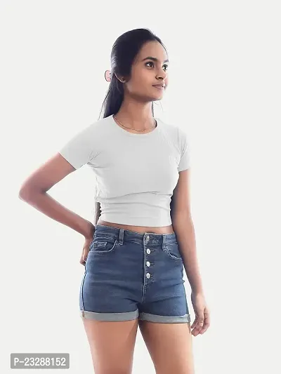 Rad prix Women White Cropped T Shirts-thumb3