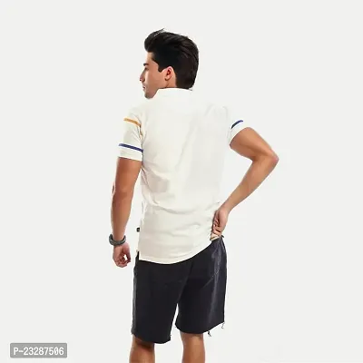 Mens Beige Cotton Fashion Printed Polo T Shirt-thumb5