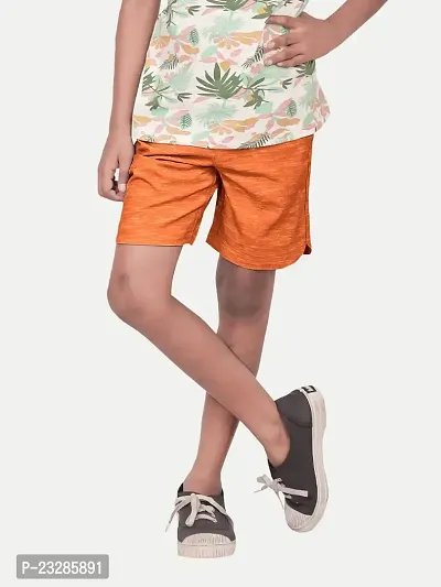 Rad prix Orange Solid Casual Shorts-thumb2