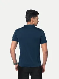 Rad prix Men Navy Active wear Zipper Half Sleeve T Shirt-thumb3