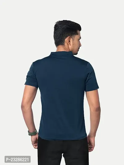 Rad prix Men Navy Active wear Zipper Half Sleeve T Shirt-thumb4
