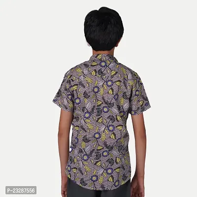 Rad prix Teen Boys Blue Graphic Floral Printed Shirt-thumb5