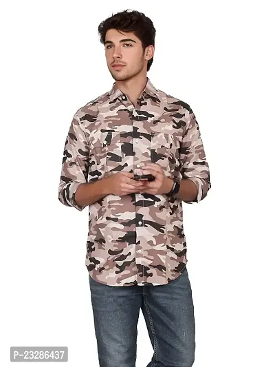 Rad prix Men Brown Camouflage Full Sleeve Shirt