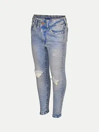 Rad prix Girls Mid-Blue Denim Pant with Slash-at-The-Knee-thumb1