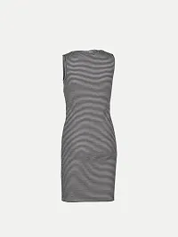 Women Navy Stripe Knitted rib Sleeveless Dress-thumb3