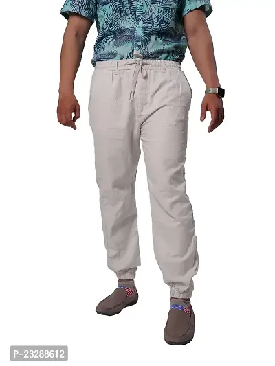 Rad prix Men Solid Cream Elasticated Cotton Activewear Joggers