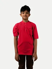 Boys Garment dye knit Rust Cotton Polo T-shirts-thumb1