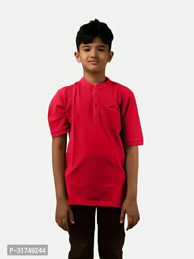 Boys Garment dye knit Rust Cotton Polo T-shirts-thumb2