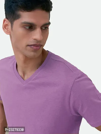 Rad prix Men Violet Cotton V-Neck T-Shirt-thumb3