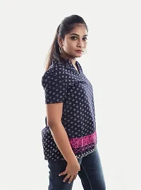 Rad prix Women Navy Blue Casual Printed Tops-thumb3