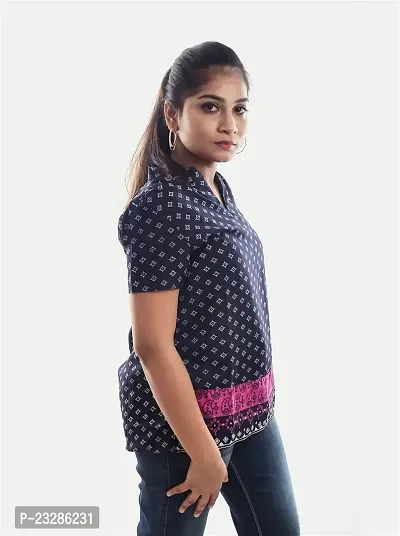 Rad prix Women Navy Blue Casual Printed Tops-thumb4