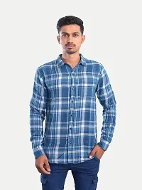 Rad prix Men Blue Checked Regular Fit Casual Cotton Shirt-thumb2