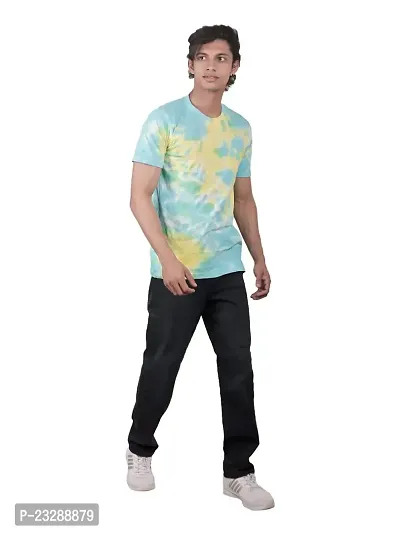 Rad prix Men Tie and Dye Printed Cotton T-Shirt Blue-thumb0