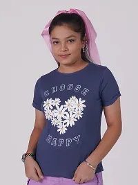 Rad prix Teen Girls Navy Printed T-Shirt-thumb1