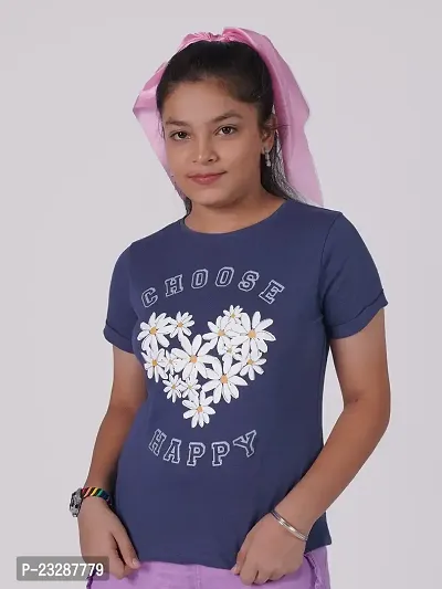 Rad prix Teen Girls Navy Printed T-Shirt-thumb2