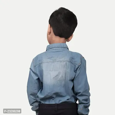 Rad prix Boys Dark Blue Washed Denim Shirt-thumb4