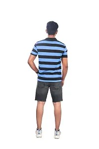 Rad prix Men Blue and Black Thick Stripes Regular fit T-Shirt-thumb3