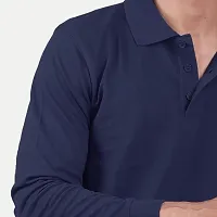 Rad prix Men Solid Navy Blue Full Sleeve Polo T-Shirt-thumb2