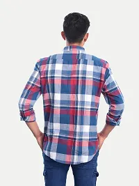 Rad prix Men Blue Checkered Casual Cotton Shirt-thumb3