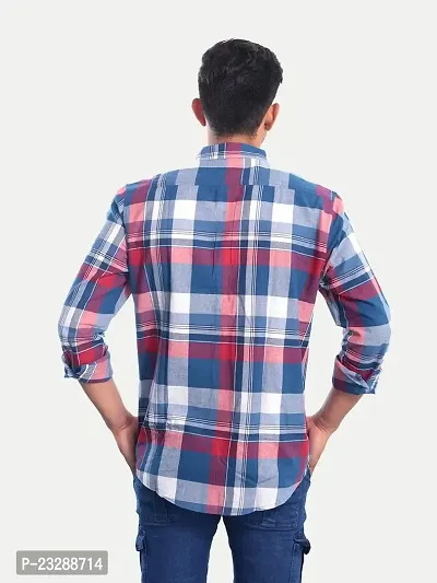 Rad prix Men Blue Checkered Casual Cotton Shirt-thumb4