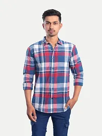 Rad prix Men Blue Checkered Casual Cotton Shirt-thumb2