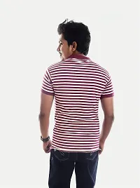 Mens Purple Fashion Striped Cotton Polo T-Shirt-thumb4