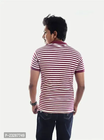 Mens Purple Fashion Striped Cotton Polo T-Shirt-thumb5