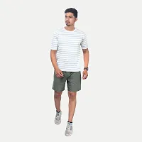 Rad prix Men Green Stripped Cotton Casual T-Shirt-thumb2