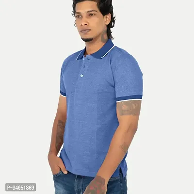 Stylish Blue Cotton T-Shirt For Men-thumb3