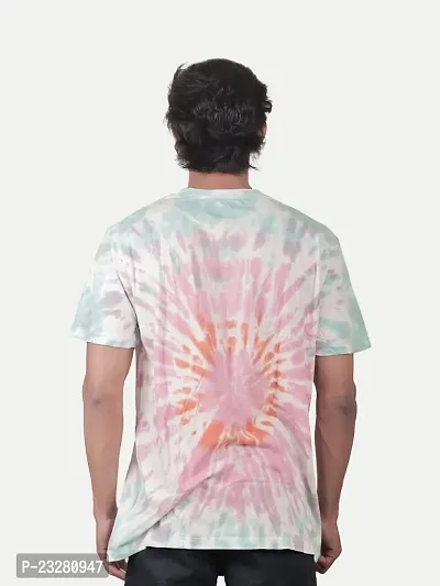 Rad prix Men Pink Tie and Dye Cotton Crew Neck T-Shirt-thumb4