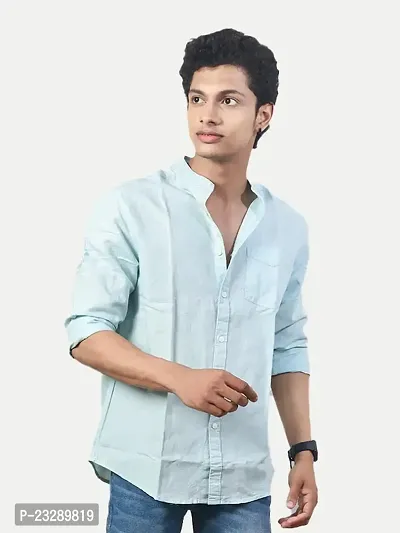 Rad prix Men's Formal Plain Regular Fit Linen Full Sleeves Shirt (Size-M,Sky Blue)-thumb0