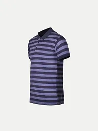 Mens Black Fashion Striped Cotton Polo T-Shirt-thumb1