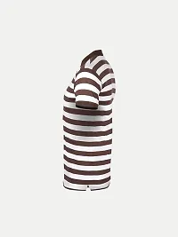 Mens Brown Fashion Striped Cotton Polo T-Shirt-thumb2