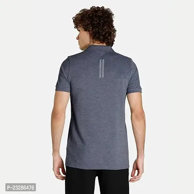 Men Basic Grey Polyester Polo T-Shirt-thumb5