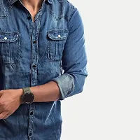 Rad prix Men Blue Heavy Washed Denim Shirt-thumb2