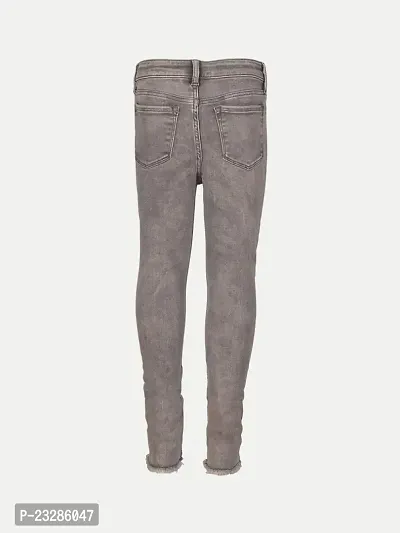 Rad prix Girls Grey Denim Pant with Slash-at-The-Knee-thumb4