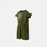 Rad prix Girls Olive Printed Casual Dress-thumb1