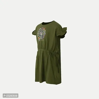 Rad prix Girls Olive Printed Casual Dress-thumb2