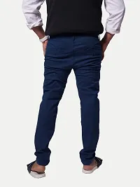 Rad prix Mens Navy Solid Chinos Trousers-thumb3