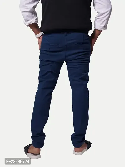 Rad prix Mens Navy Solid Chinos Trousers-thumb4