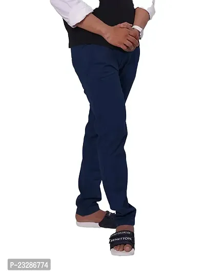 Rad prix Mens Navy Solid Chinos Trousers