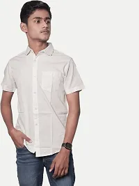 Rad prix Men Solid White Smart Casual Cotton Shirt-thumb2