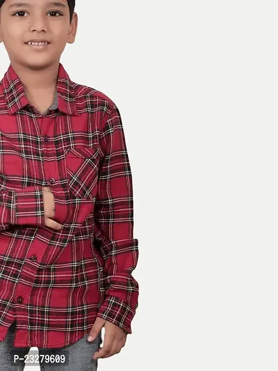 Teen Boys Madras Checked Shirt- Red Colour-thumb3